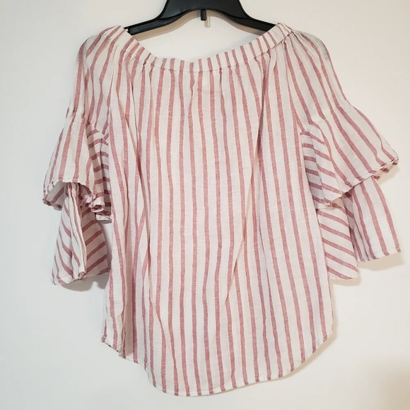 Beachlunchlounge Striped Ruffled Sleeve Top - Picture 4 of 6